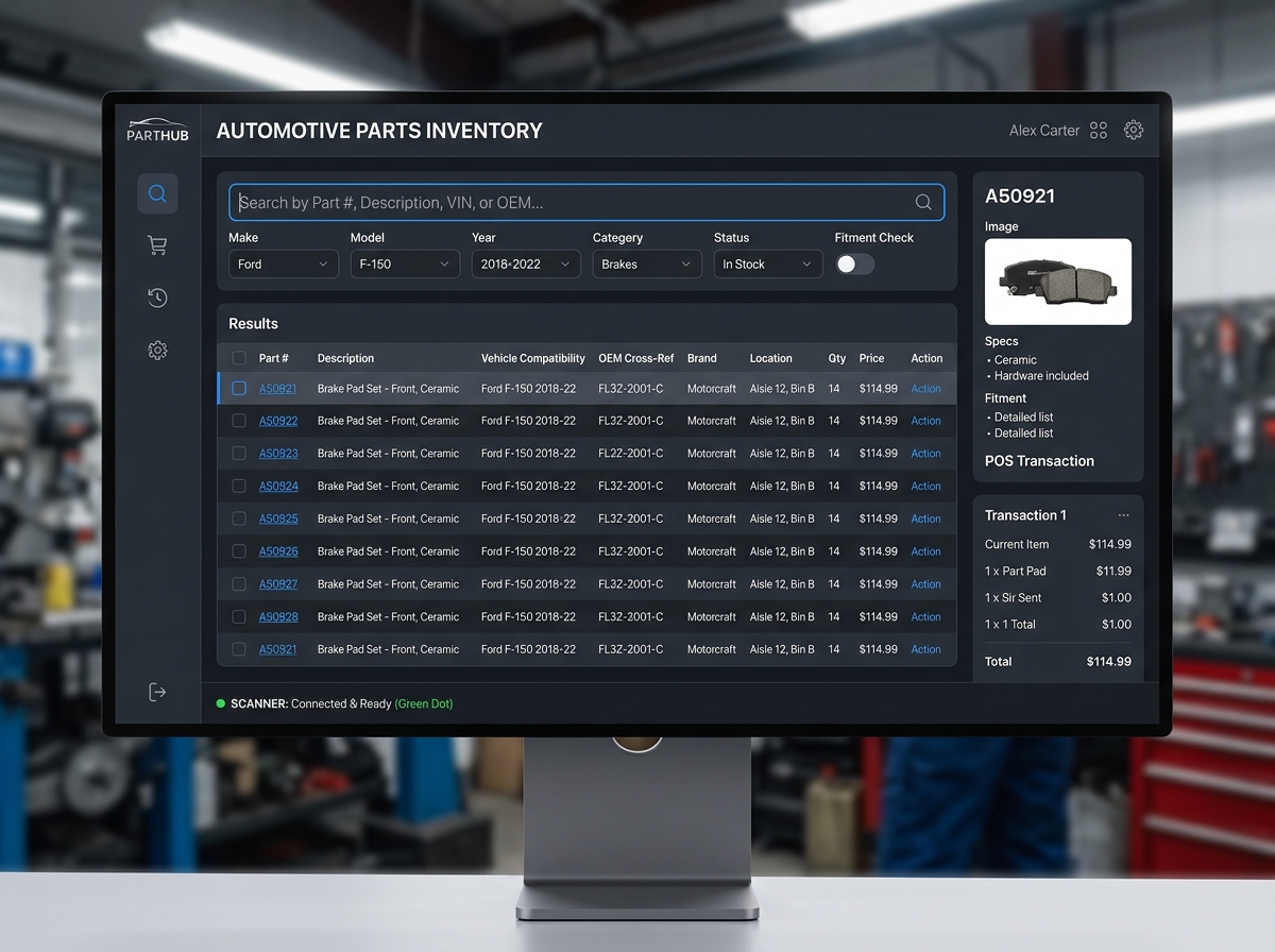 VoraPOS terminal inventory lookup interface